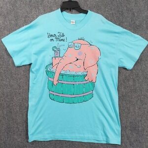 Vintage Your Tub Or Mine Shirt Mens One Size Blue Elephant 80s Single Stitch USA